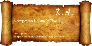 Korponai Amábel névjegykártya